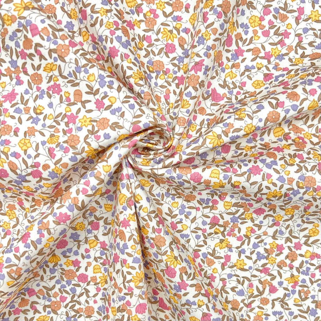 Secret Wildflowers Rose & Hubble Cotton Poplin Fabric