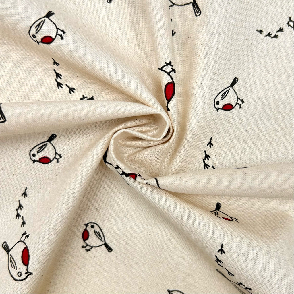 Little Robin Christmas Cotton Fabric