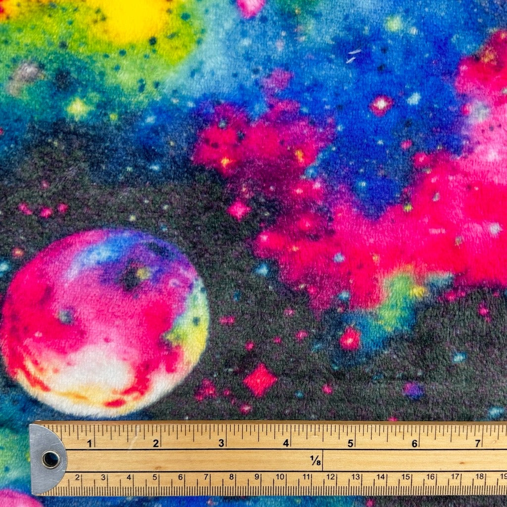 Colourful Galaxy on Black Cuddle Fleece Fabric