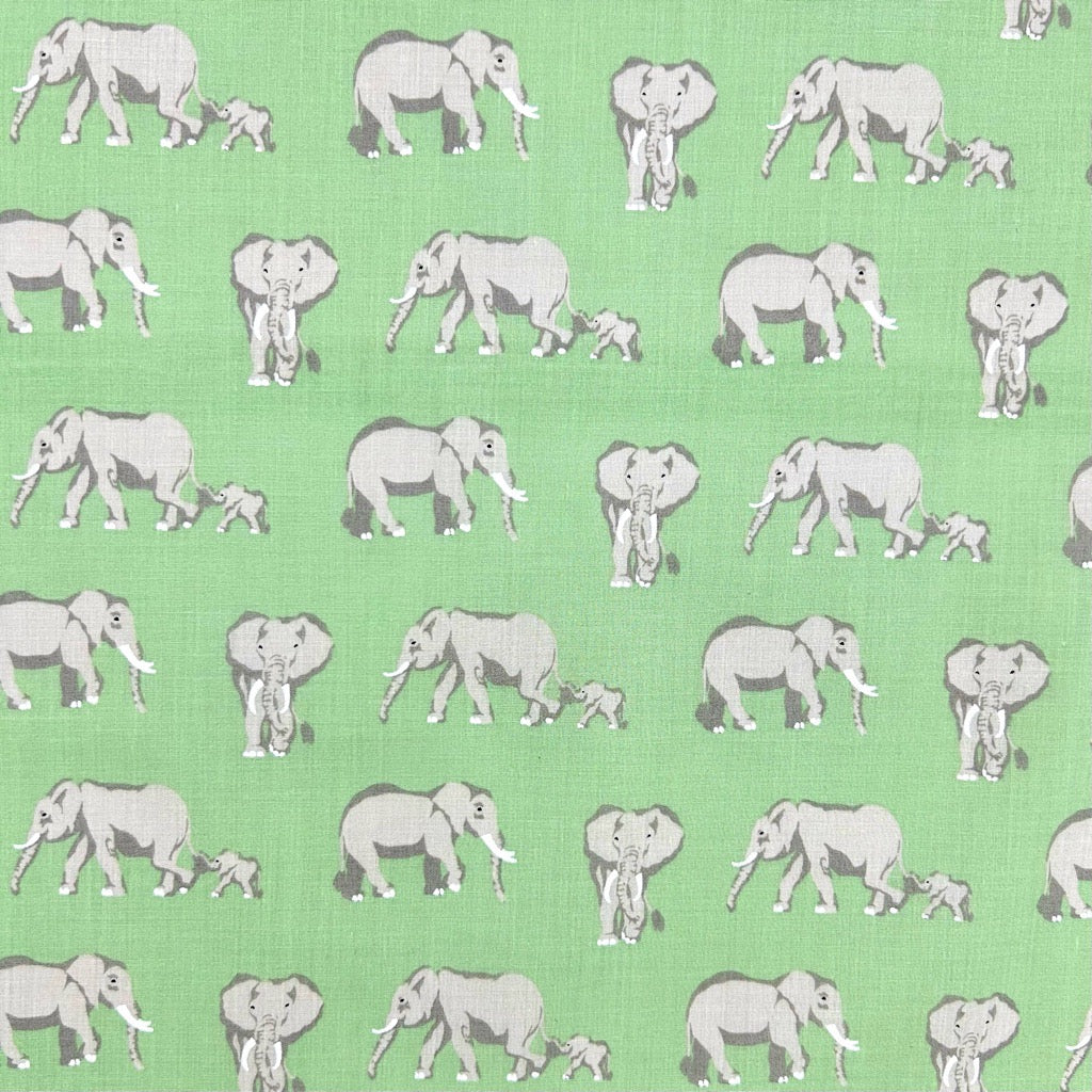 Elephant Family Polycotton Fabric