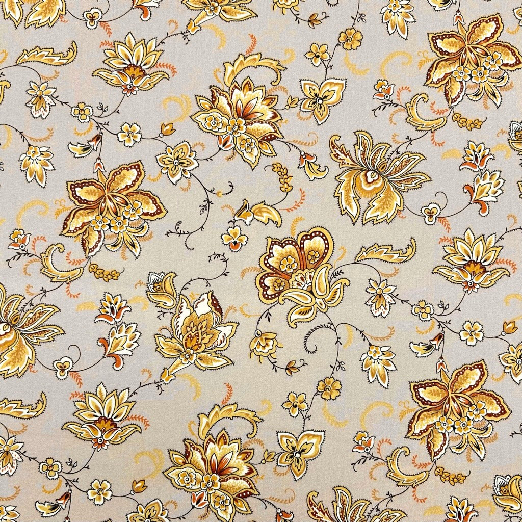 Persian Garden Rose & Hubble Cotton Poplin Fabric