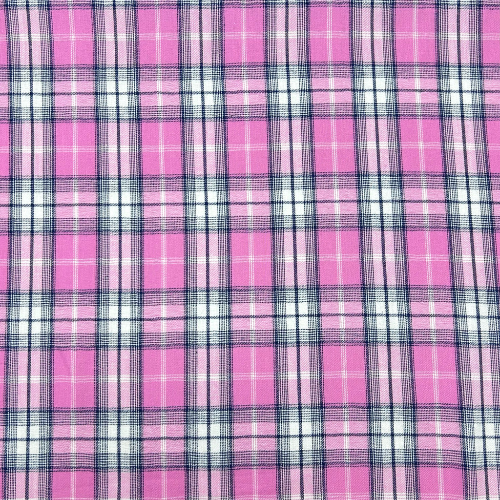 Classic Pink Check Brushed Cotton Fabric