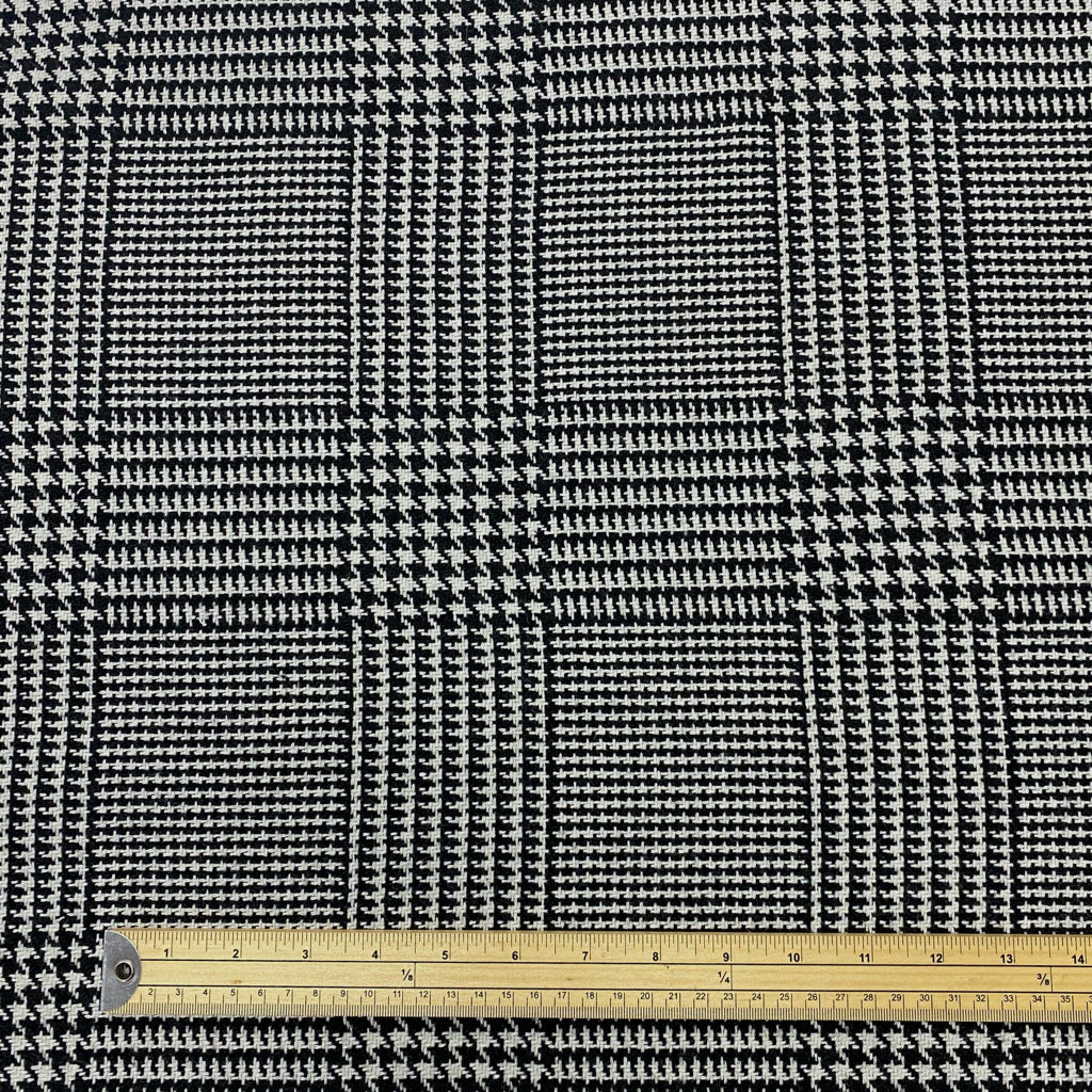 Black on White Checkered Wool Blend Fabric - 2 metres for £9.95 #19