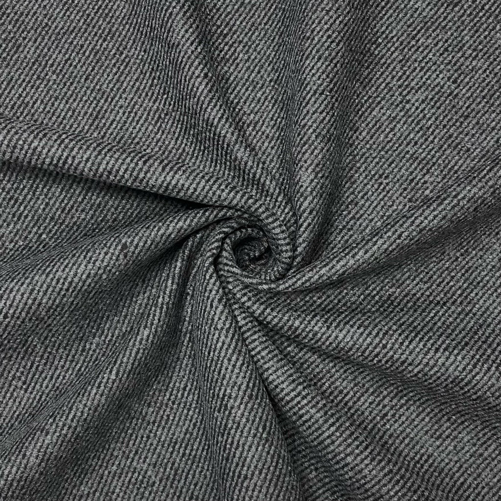 Grey Striped Wool Fabric