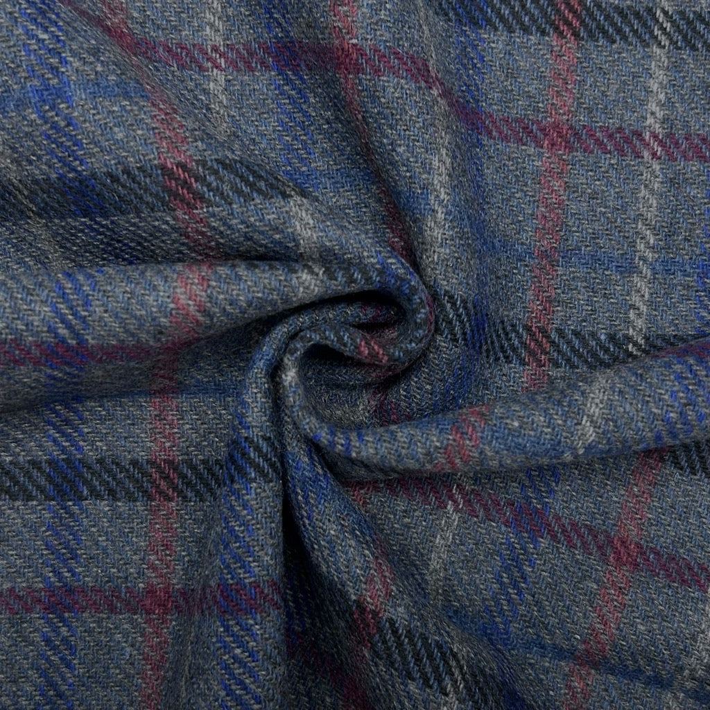 Fine Line Check Wool Blend Fabric