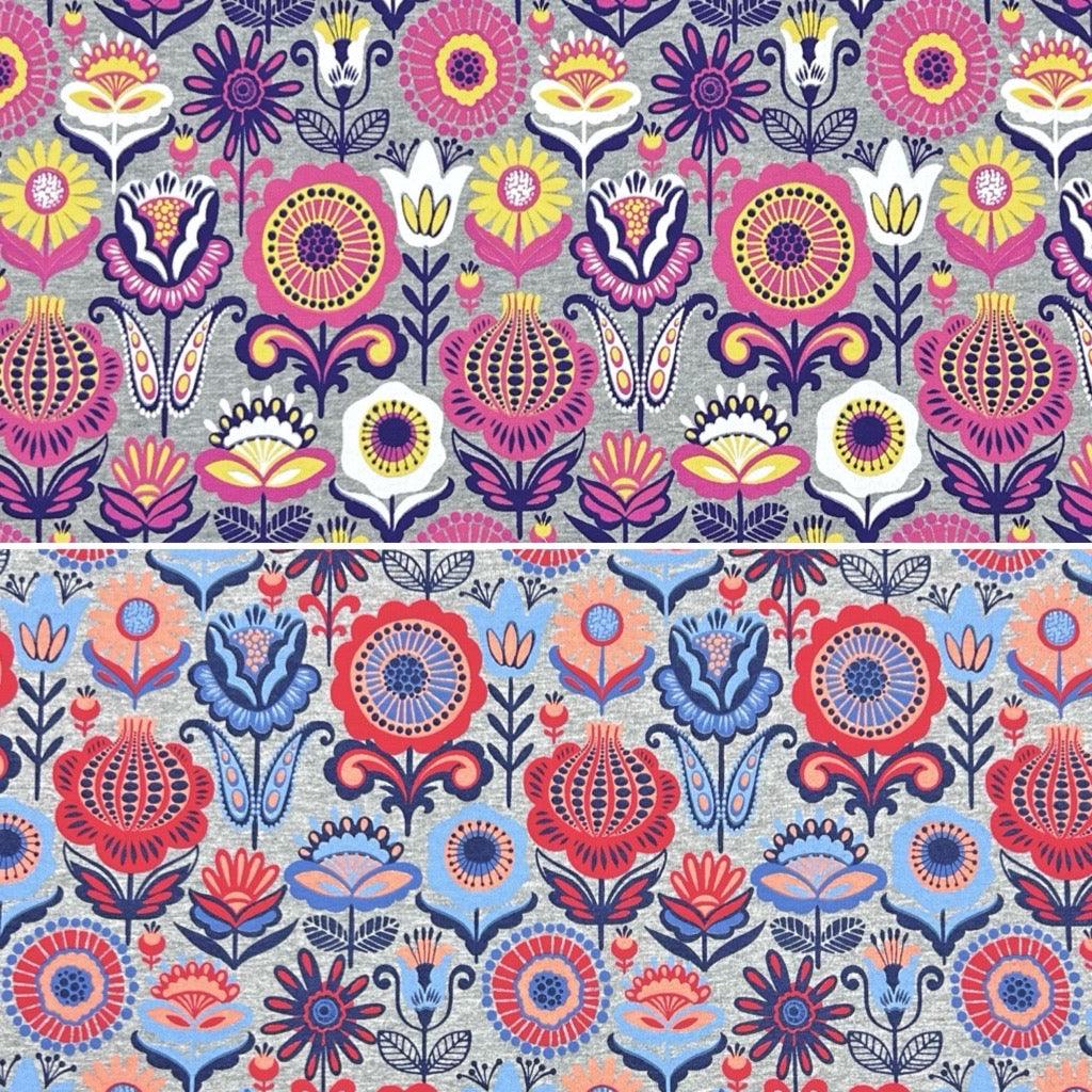 Retro Floral Melange French Terry Fabric - Pound Fabrics