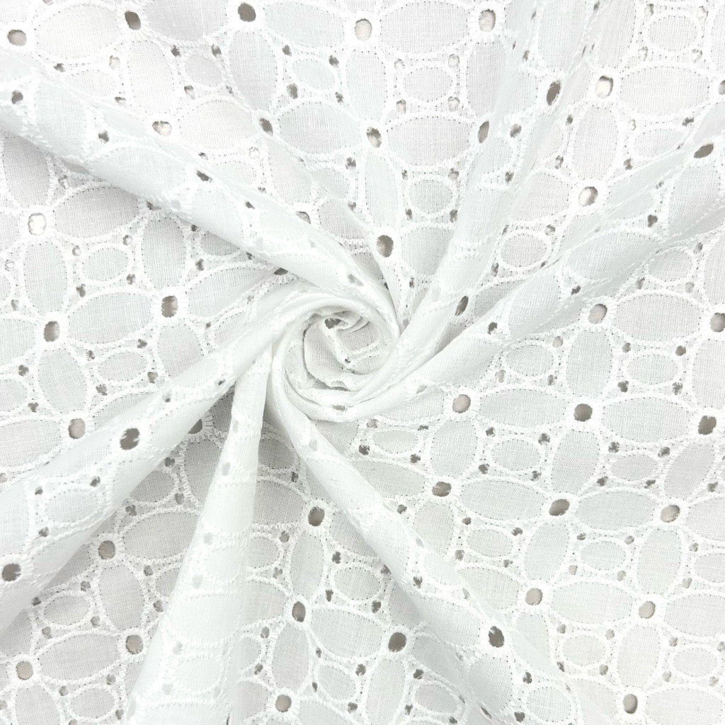 Summer Breeze White Embroidered Cotton Fabric #15