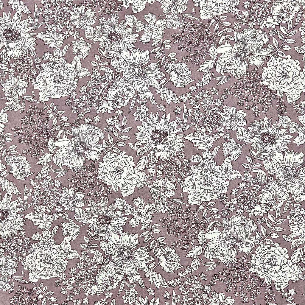 Vintage Wildflowers Rose & Hubble Cotton Poplin Fabric