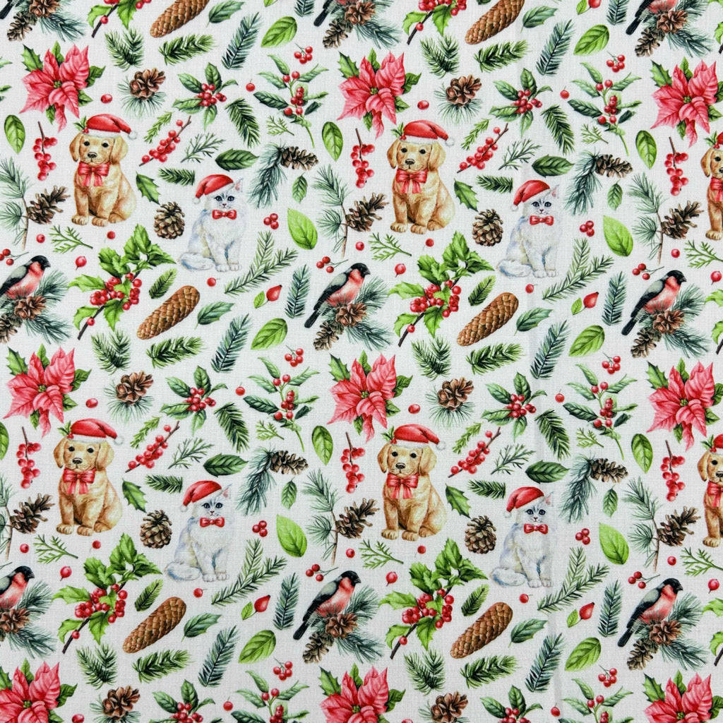 Festive Pets Polycotton Fabric