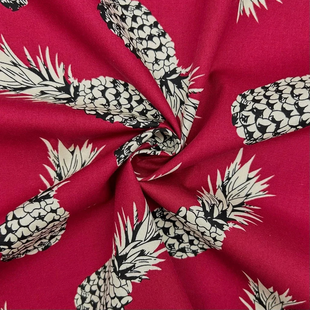 Island Pineapple Rose & Hubble Cotton Poplin Fabric