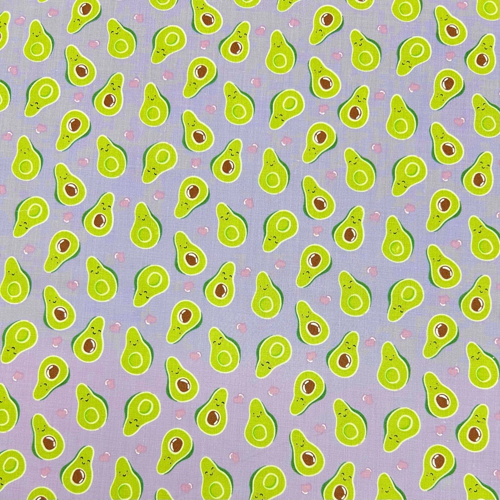 Avocado Hearts Polycotton Fabric