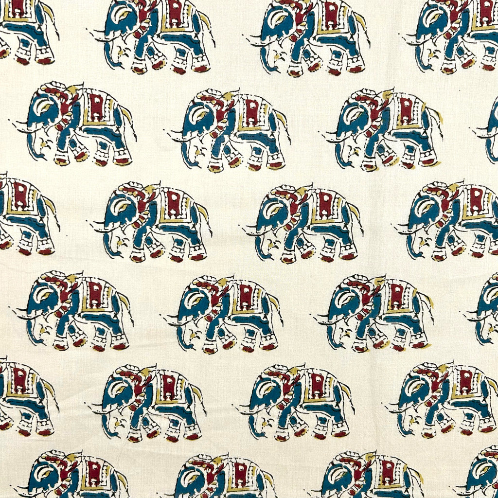 Majestic Elephants Batik Look Cotton Fabric