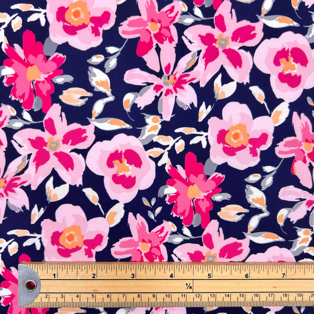 Pink Floral Swimwear Jersey Fabric