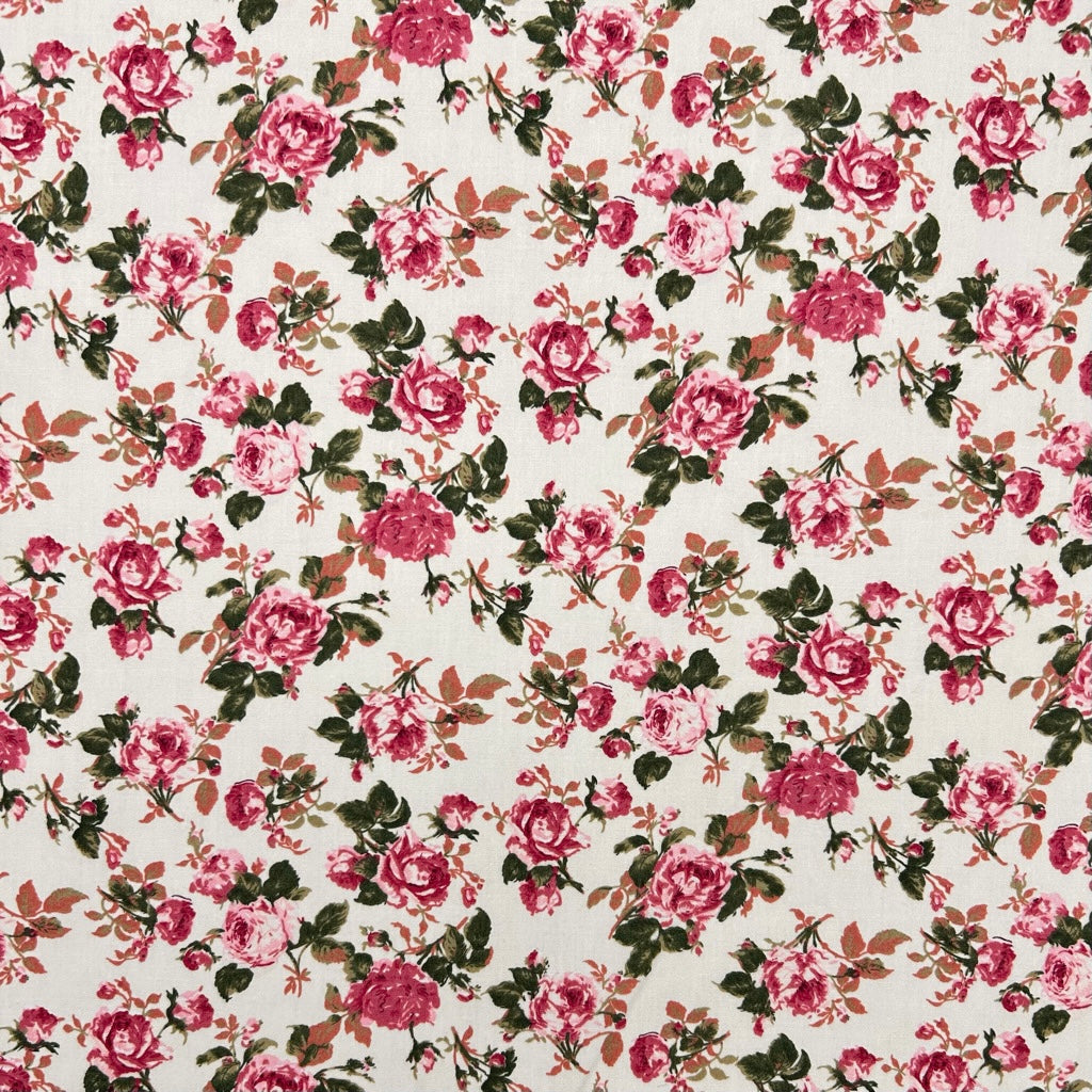 English Cottage Rose & Hubble Cotton Poplin Fabric