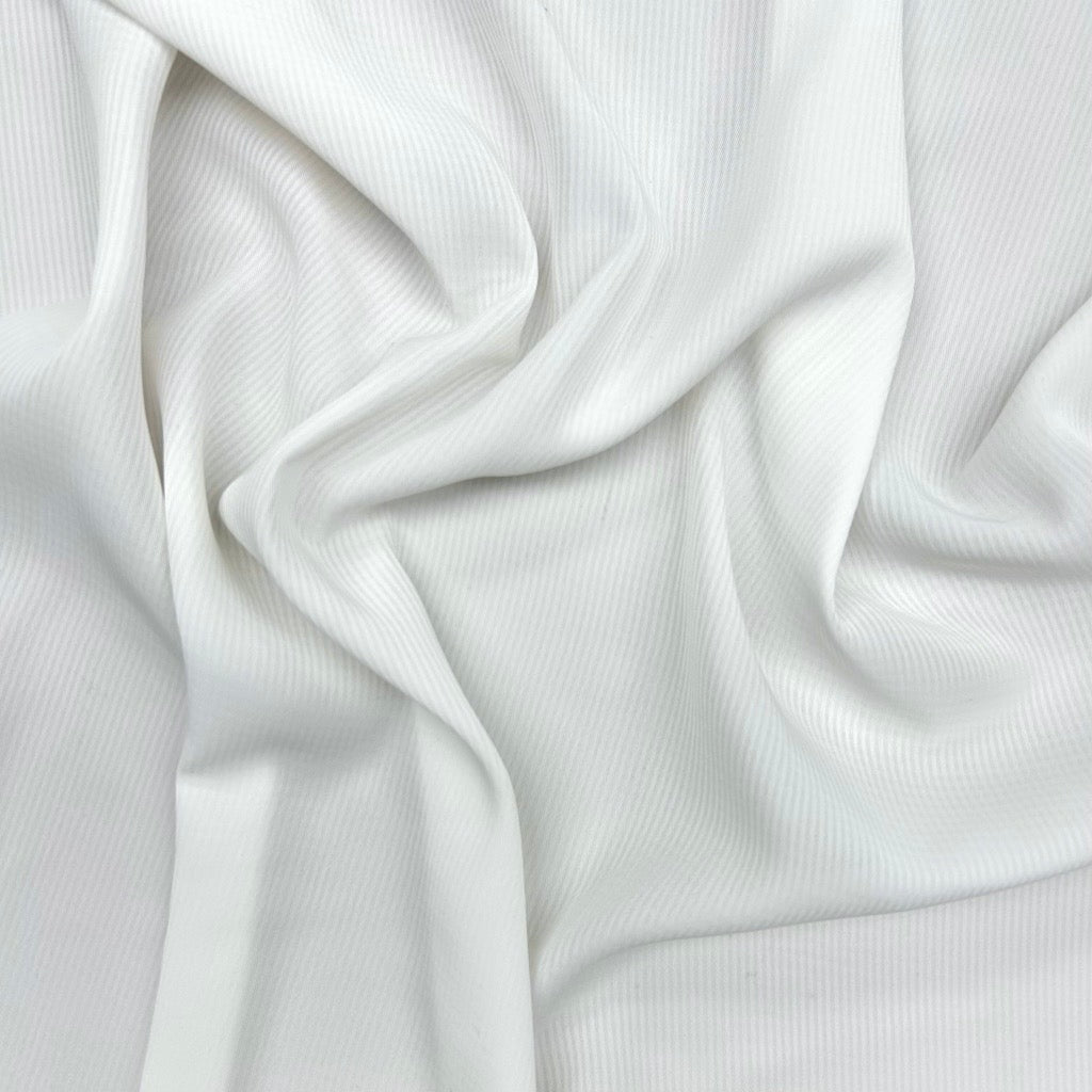 Soft Stripes on White Polyester Fabric