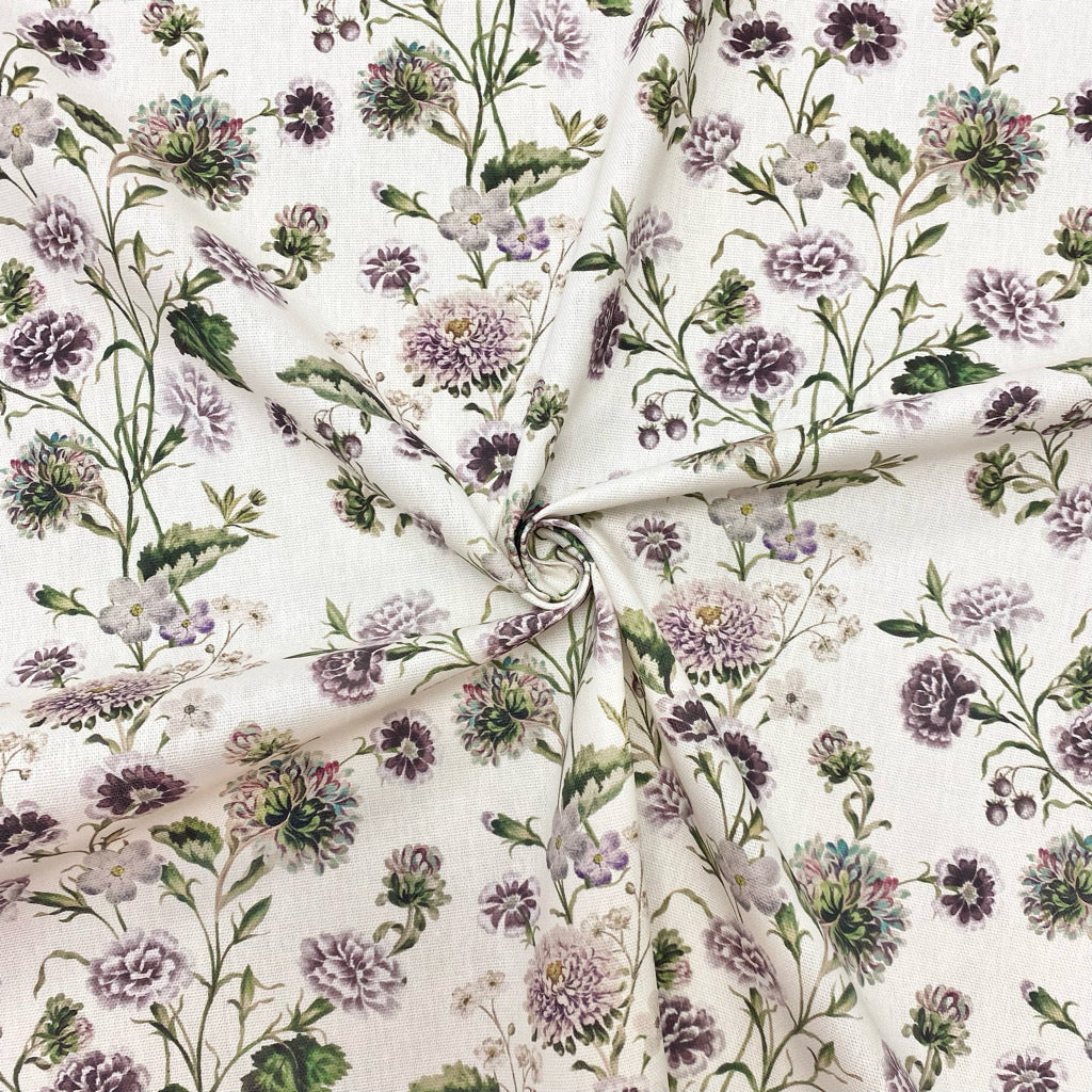 Enchanted Floral on Ivory Cotton Canvas Fabric