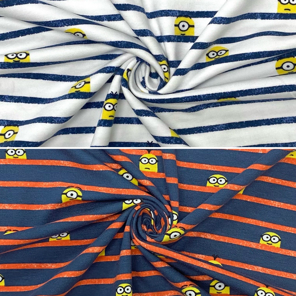 Minions and Stripes Cotton Jersey Fabric