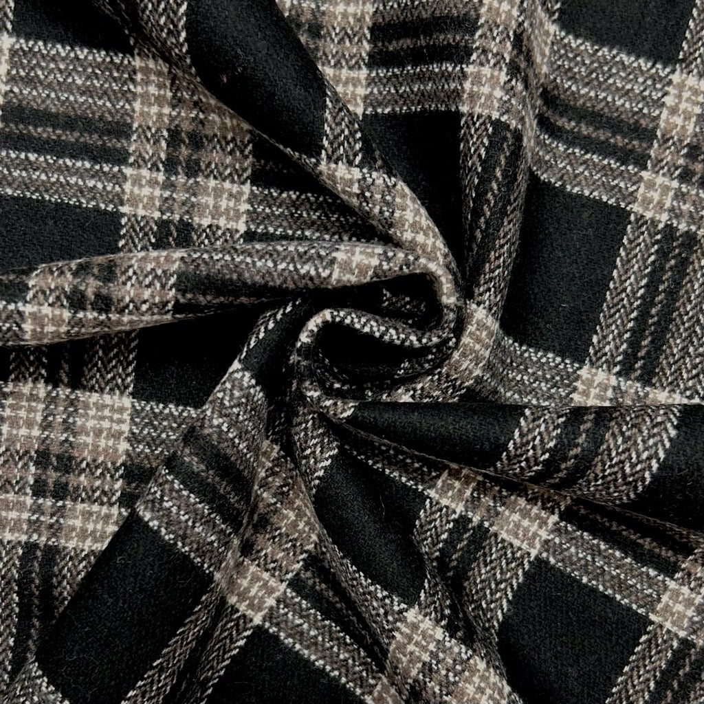 Retro Check Wool Blend Fabric