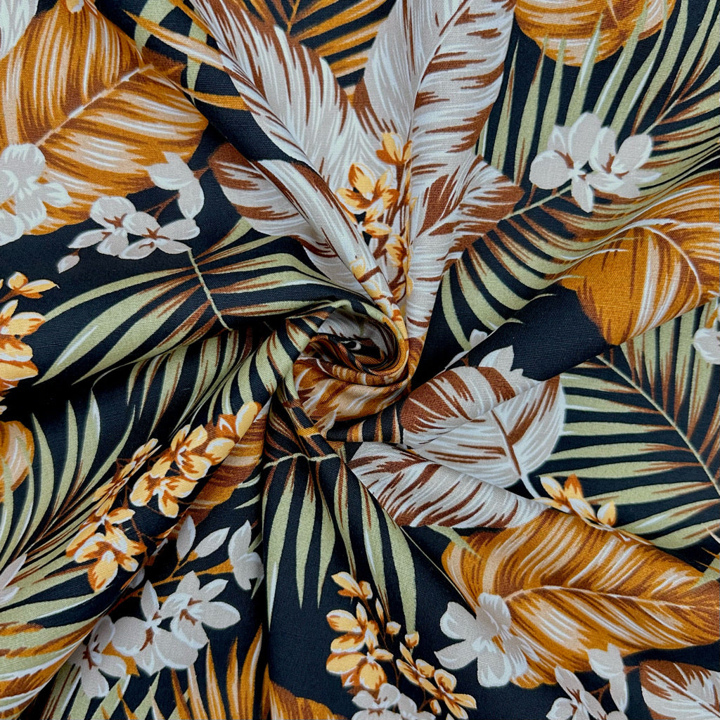 Paradise Palms Rose & Hubble Cotton Poplin Fabric