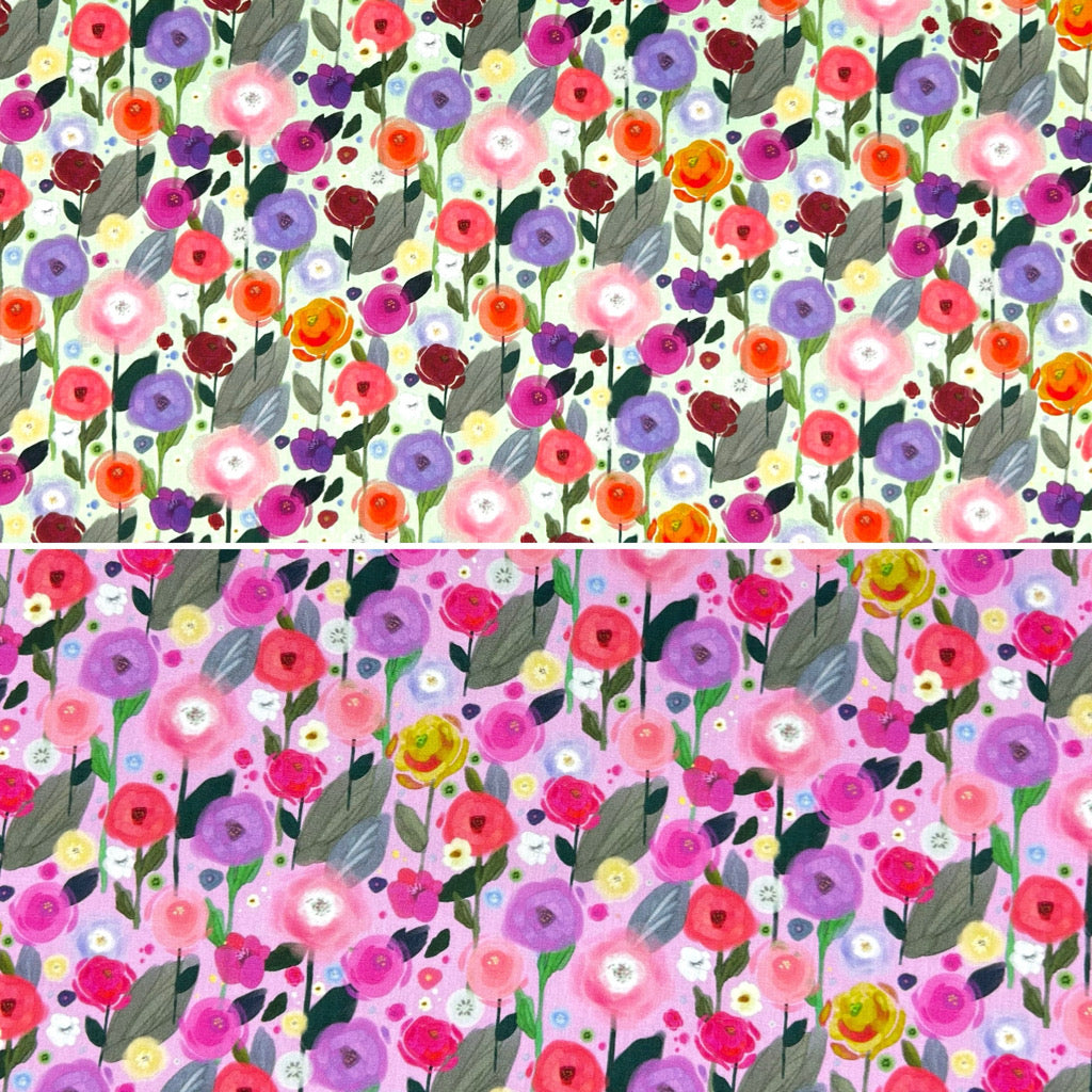 Happy Flowers Rose & Hubble Cotton Poplin Fabric
