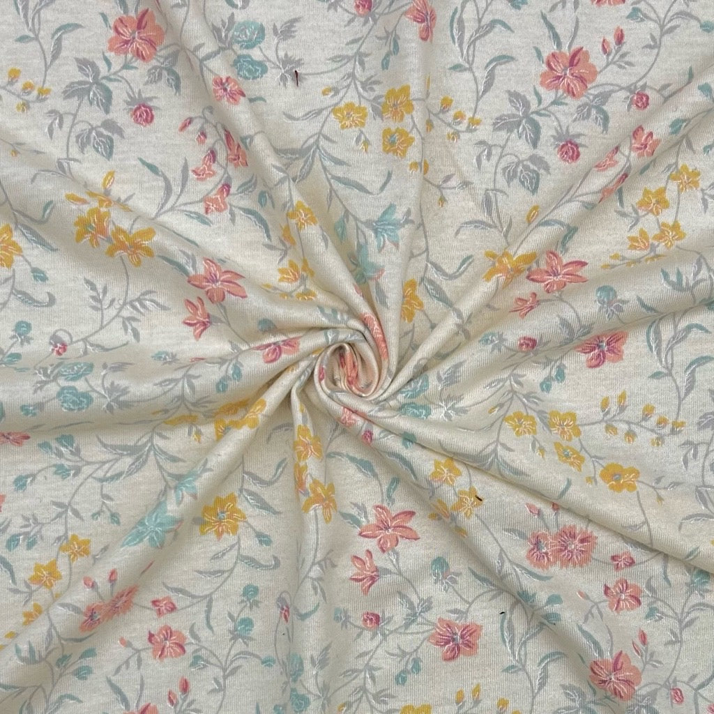 Mixed Wild Flowers 100% Cotton Jersey Fabric - Pound Fabrics