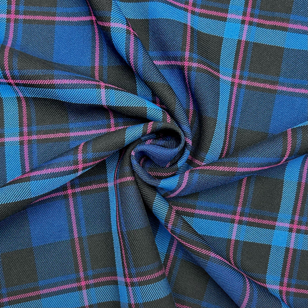 Black and Blue Checkered Suiting Fabric