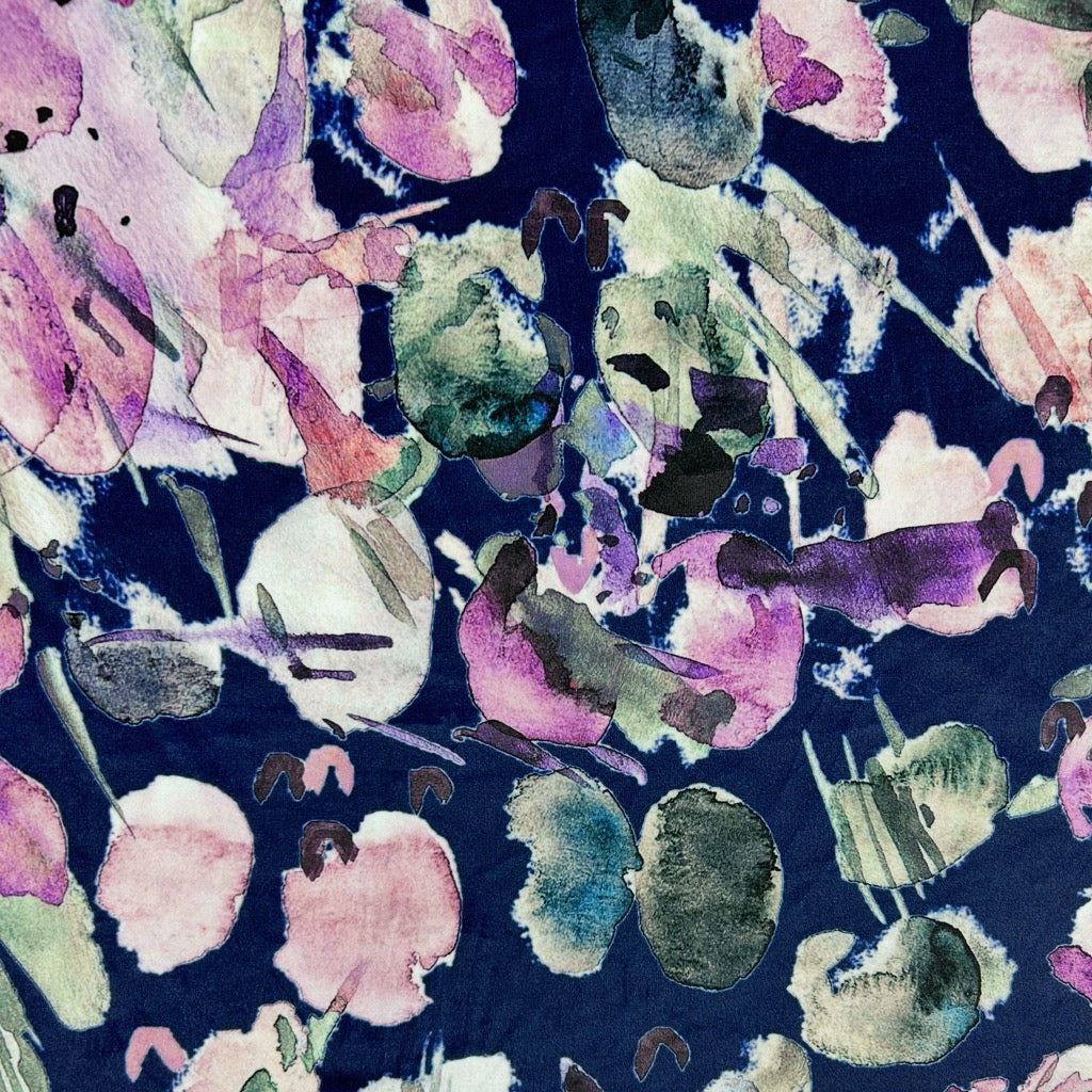Ink Wash Bloom Stretch Velvet Fabric