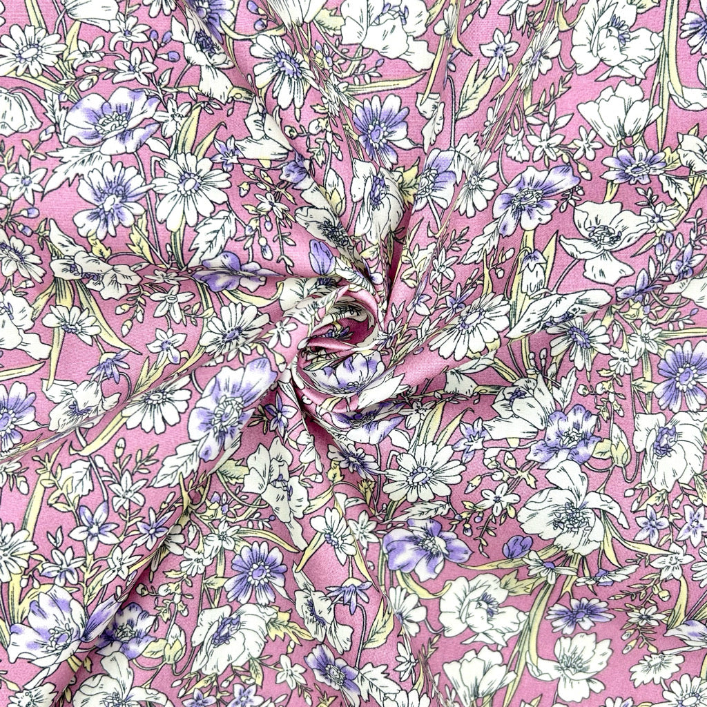 Countryside Garden Rose & Hubble Cotton Poplin Fabric