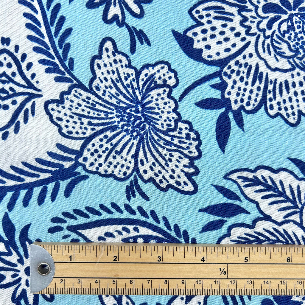 Blooming Vines Stretch Linen Mix Fabric