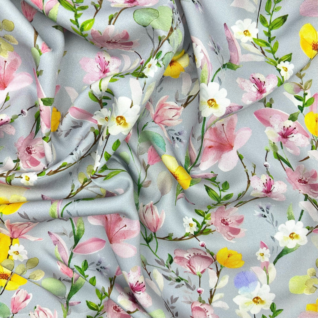 Misty Florals Viscose Twill Fabric - Seconds