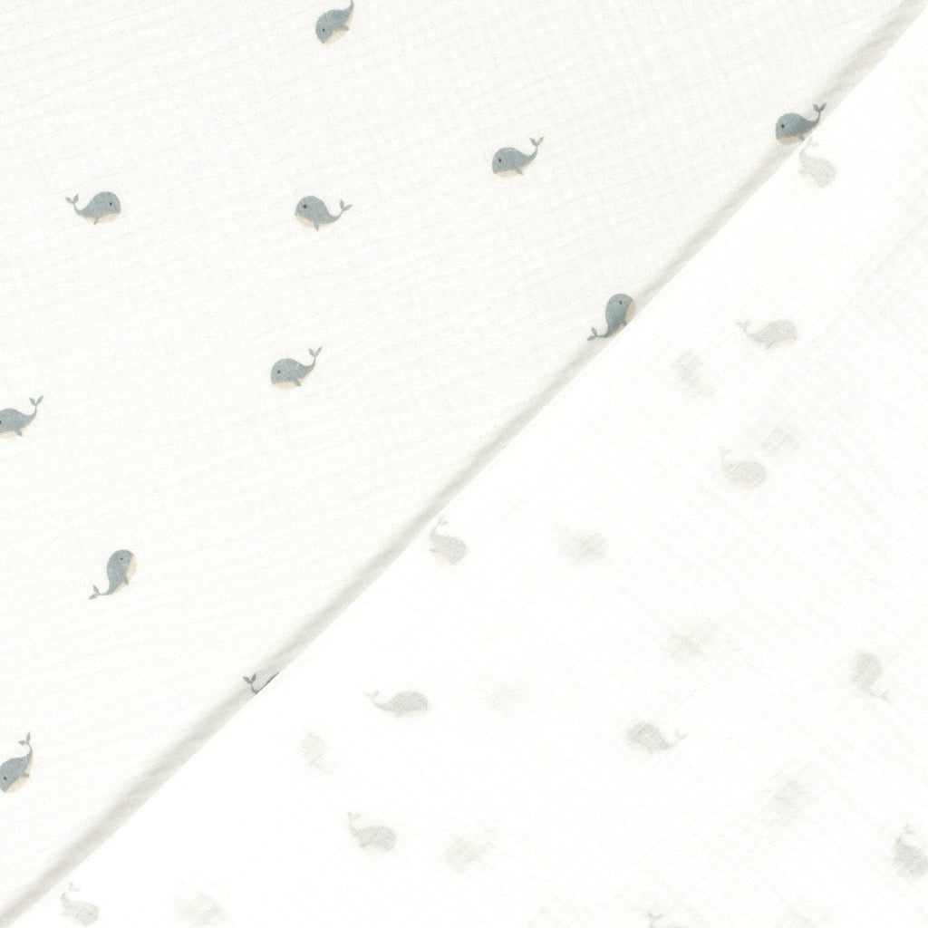 Little Whales Double Gauze Fabric