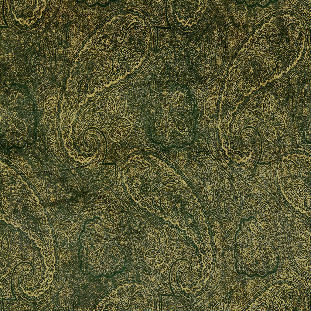 Green Paisley Stretch Velvet Fabric