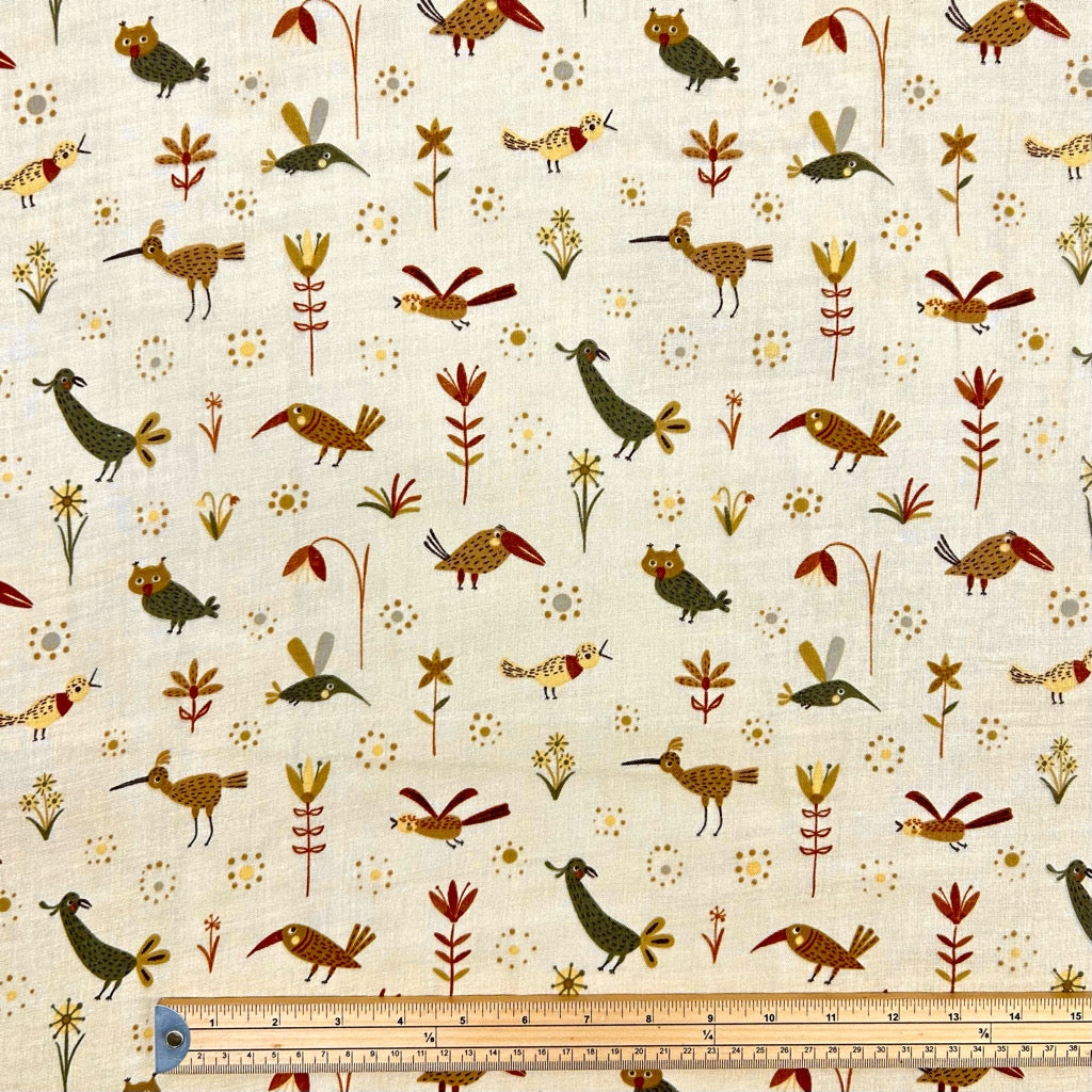 Birdsong Blossom Flat Double Gauze Fabric