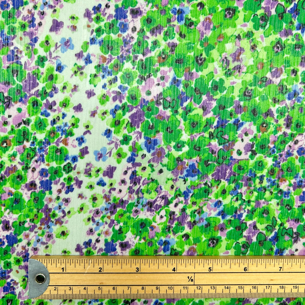 Green Petal Chiffon Fabric
