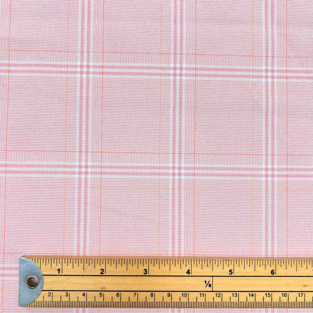 Soft Pink Checkered Suiting Fabric