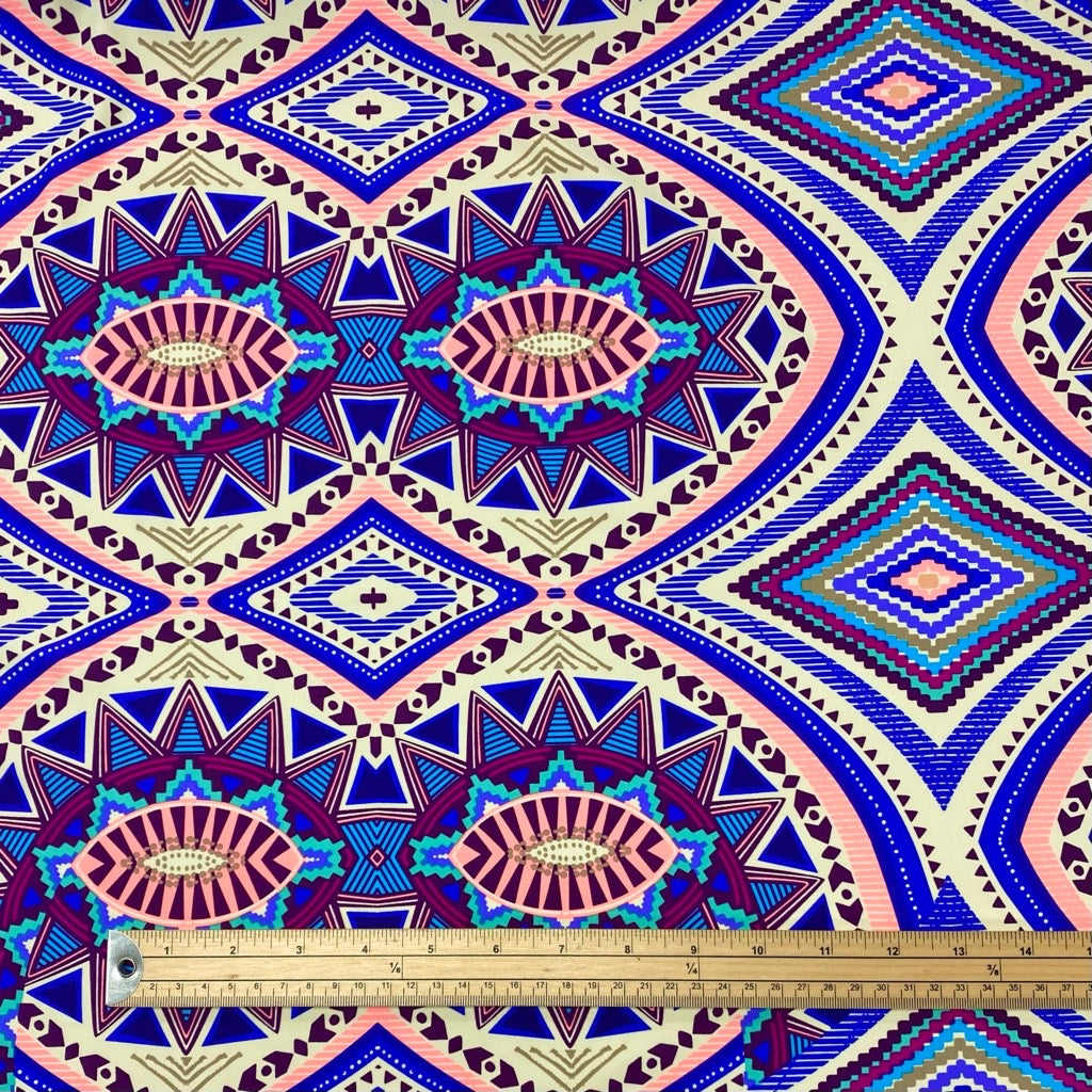 Multicoloured Abstract Designs Lycra Spandex Fabric – Pound Fabrics