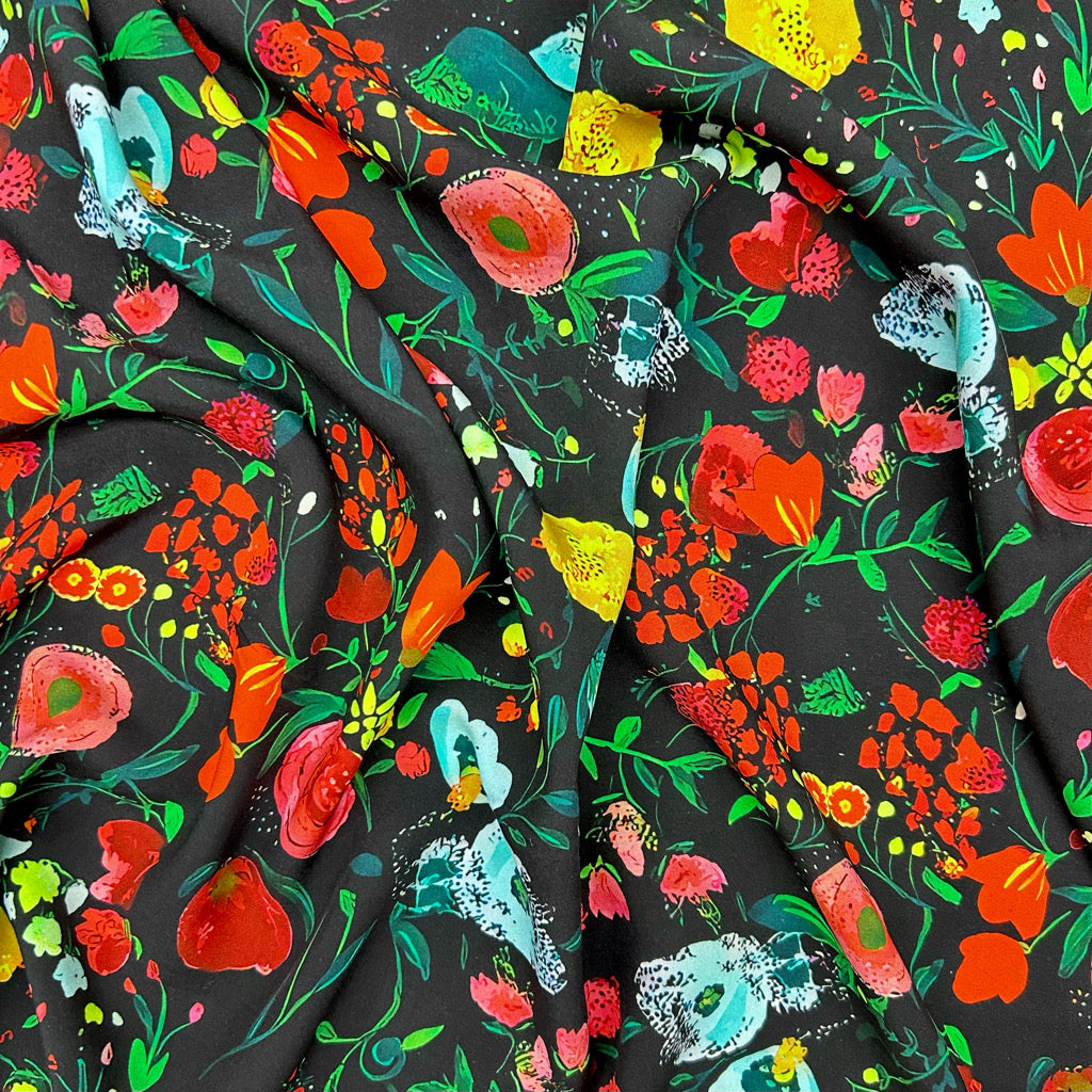 Wildflower Night Viscose Poplin Fabric