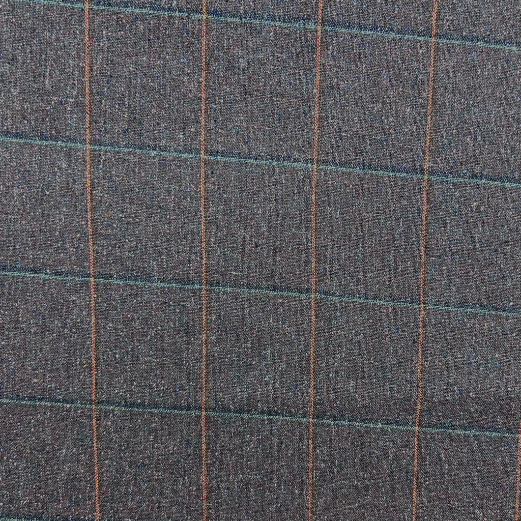 Vintage Check Wool Linen Blend Fabric