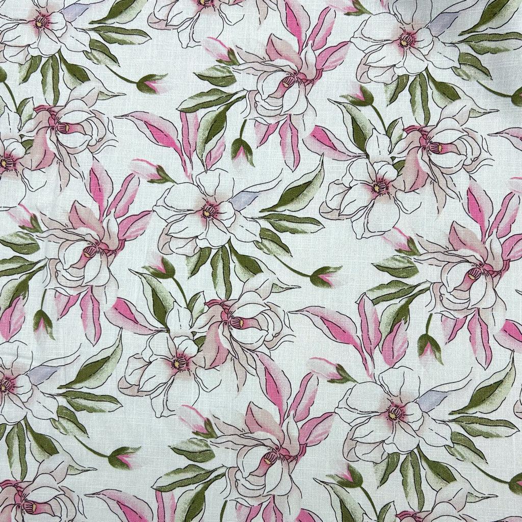 Tropical Cartoon Floral Cotton Linen Fabric - Pound Fabrics