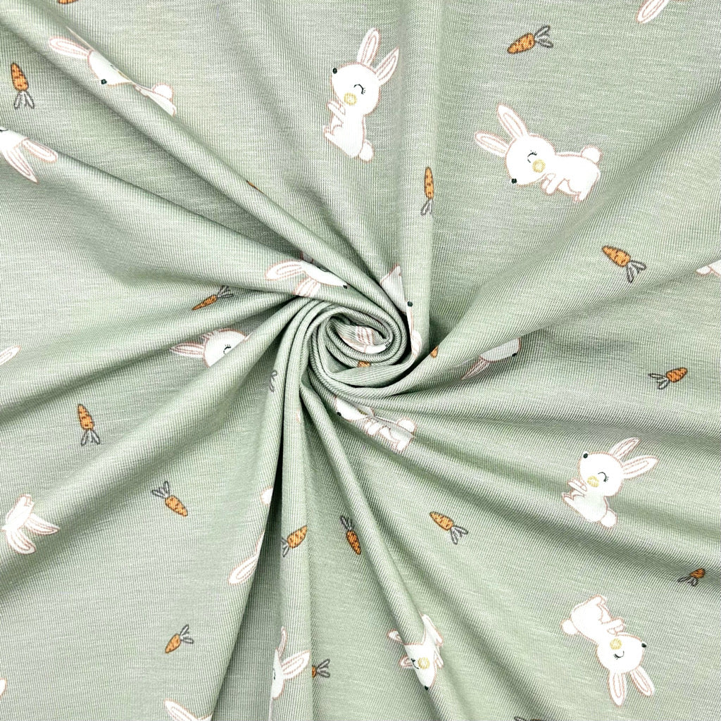 Bouncing Bunnies Bamboo Cotton Jersey Fabric