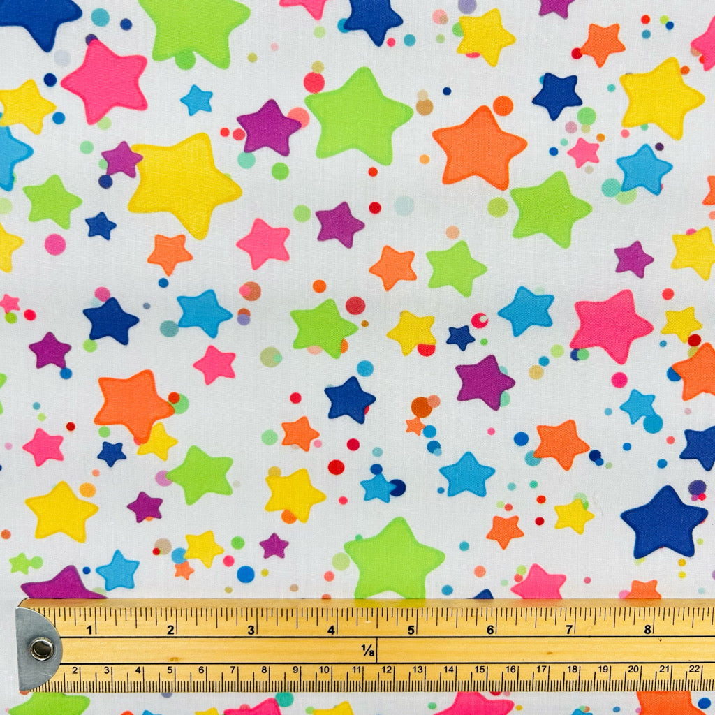 Colourful Stars Polycotton Fabric