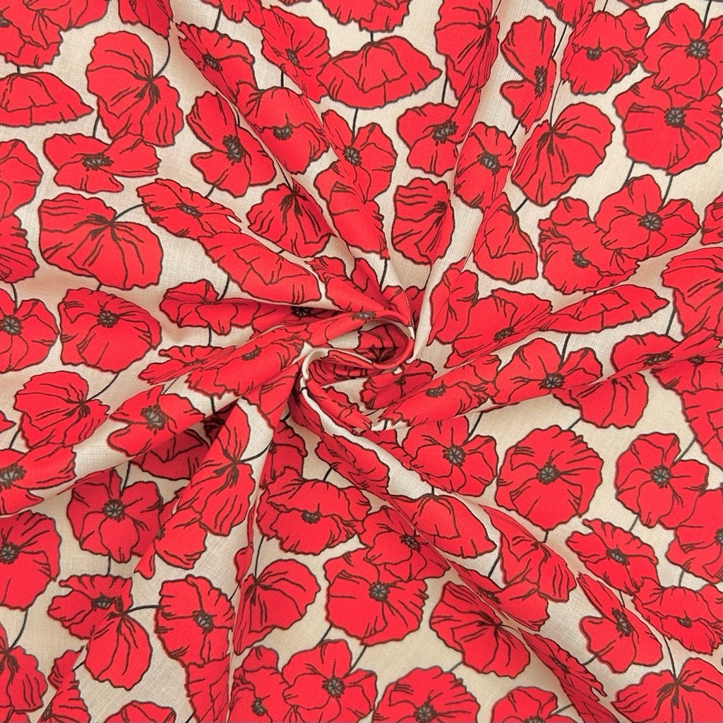 Poppy Petals Polycotton Fabric