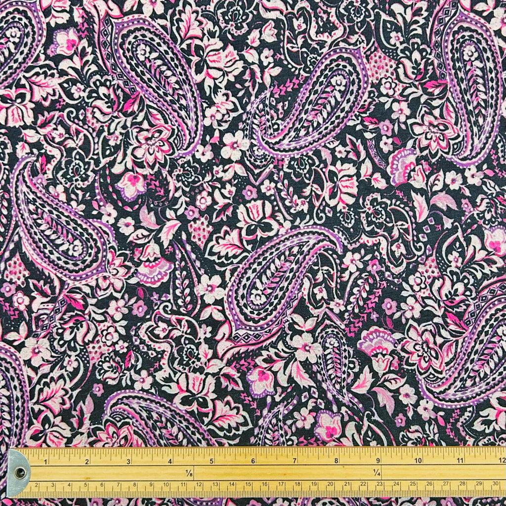 Paisley Floral Viscose Jersey Fabric - Pound Fabrics