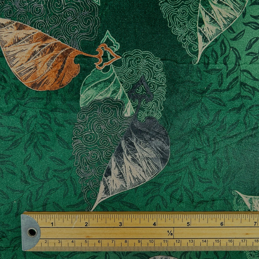 Falling Leaves Stretch Velvet Fabric