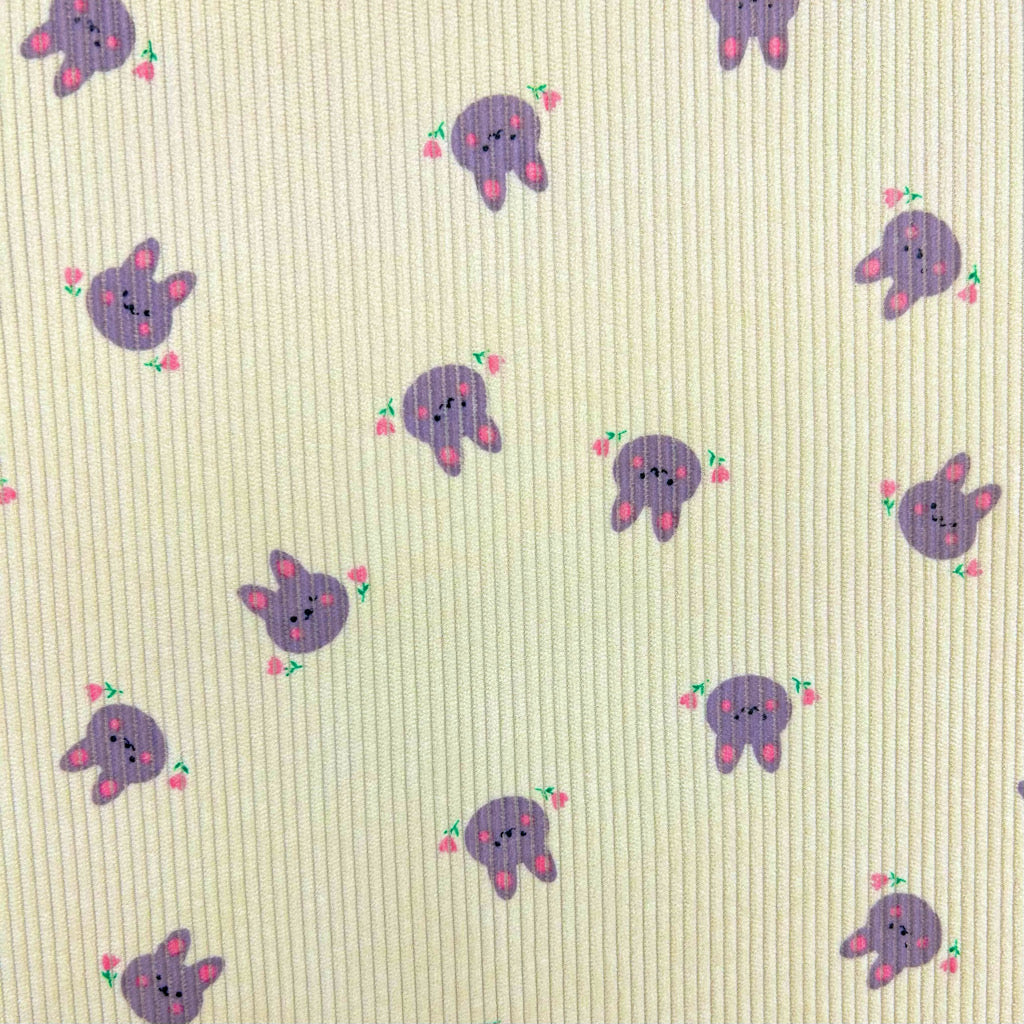 Cute Bunnies Stretch Corduroy Fabric