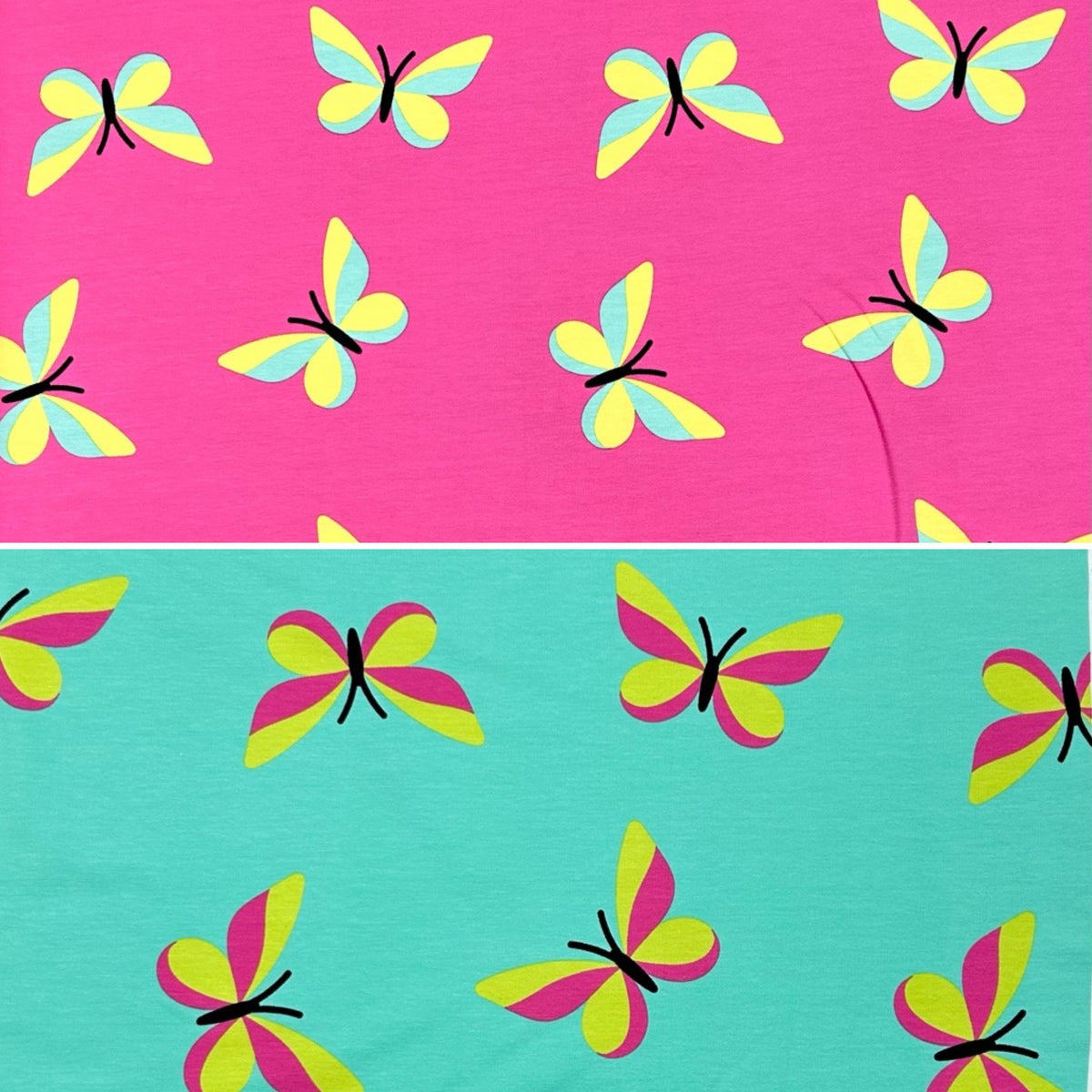 Cheerful Butterflies French Terry Fabric