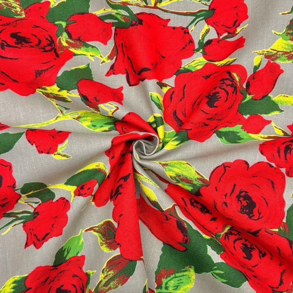 Roses Cotton Canvas Fabric