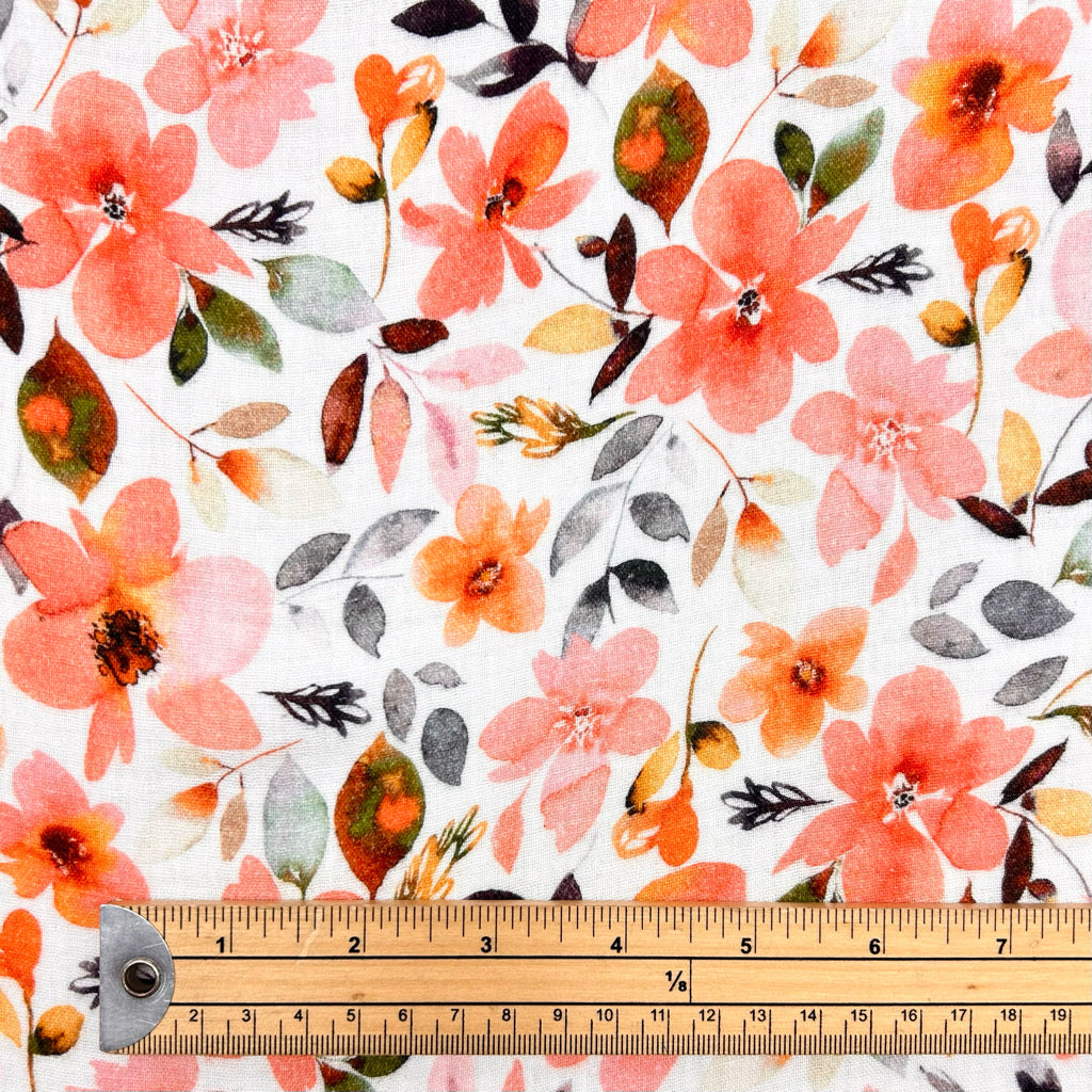 Coral Blossom Double Gauze Fabric