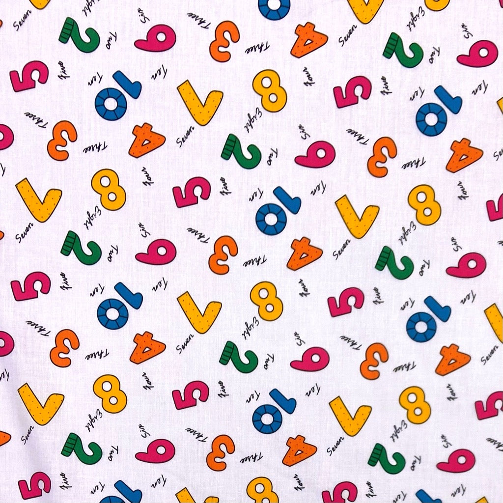 Number Blocks Polycotton Fabric - Pound Fabrics