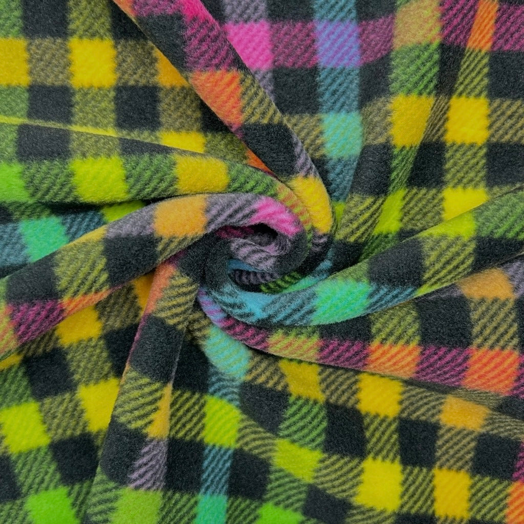 Colour Burst Check Anti Pill Polar Fleece Fabric